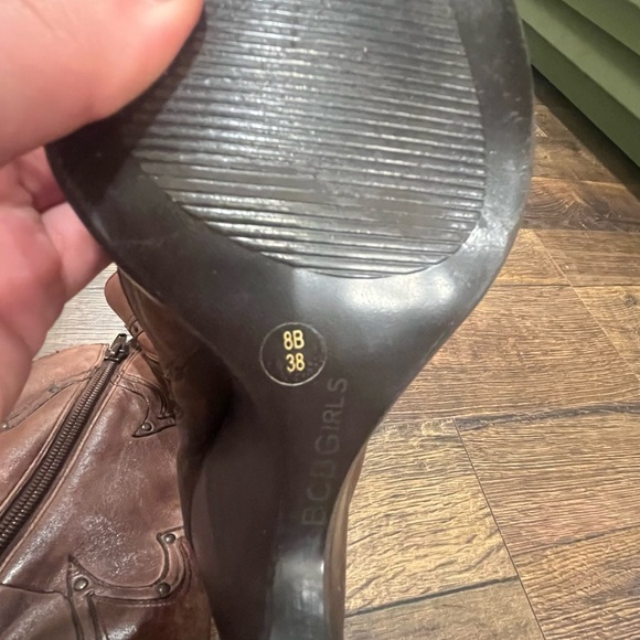 BCBGirls Brown Leather Heeled Boots - Picture 9 of 9